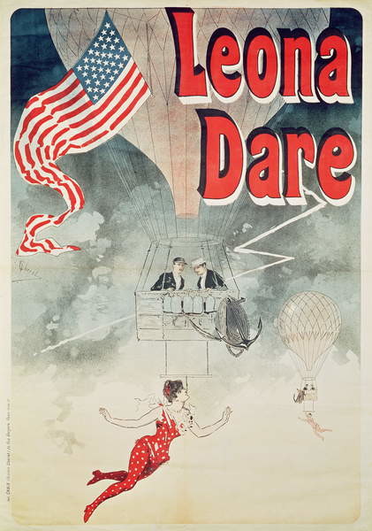 Obraz na plátně Ballooning: `Leona Dare' poster, 1890